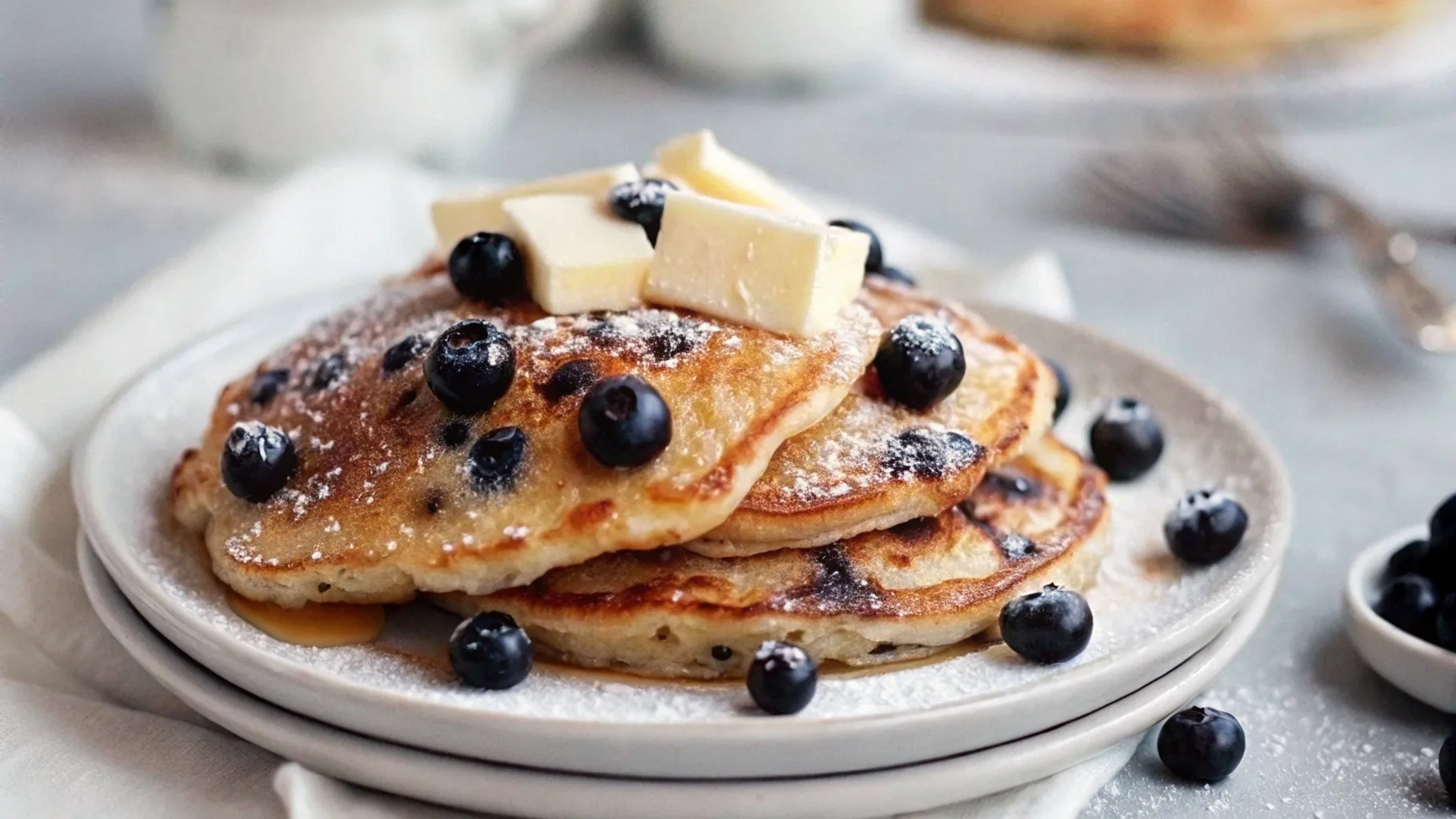 Fluffy Blueberry Pancake Stack