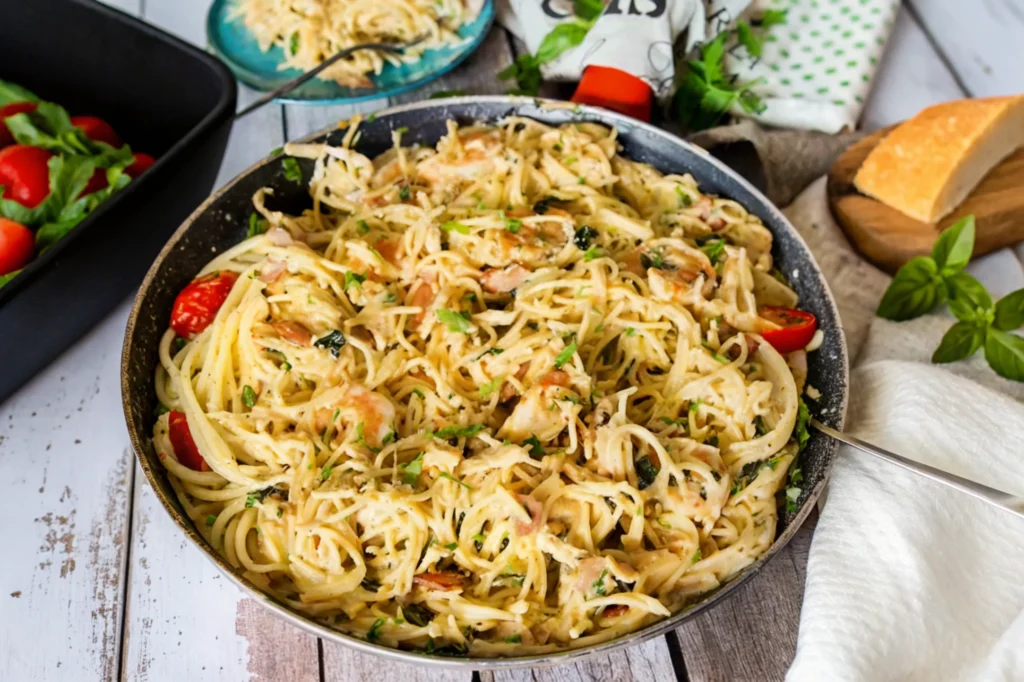 Chicken and Shrimp Carbonara
