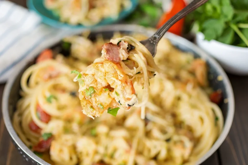 Chicken and Shrimp Carbonara